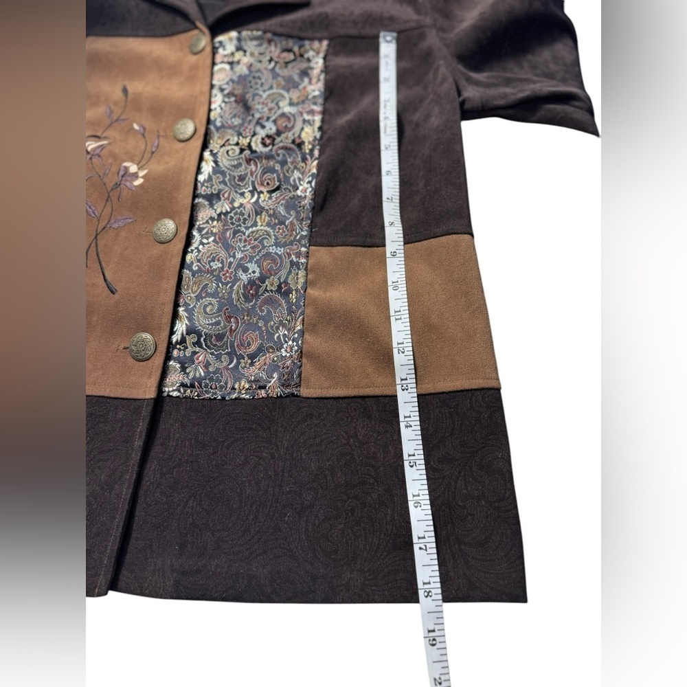 Notations Patchwork Brown Blazer Womens Jacket size Medium - Picture 13 of 14